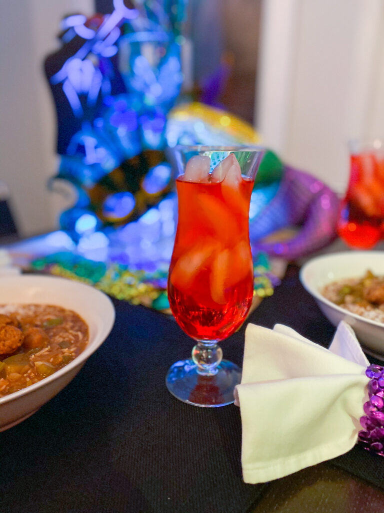 The Hurricane is the quintessential New Orleans drink and a perfect addition to this dinner party, which also included Gumbo and Bananas Foster.