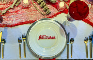 Red and White Halloween Table