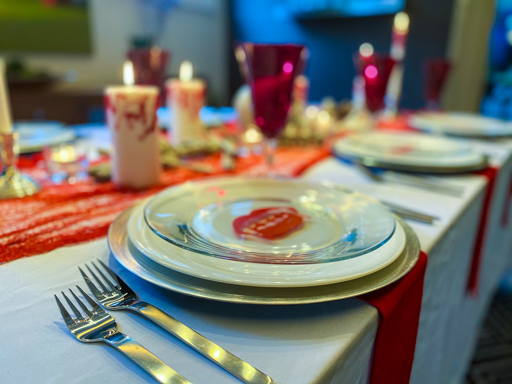 Red and White Halloween Table