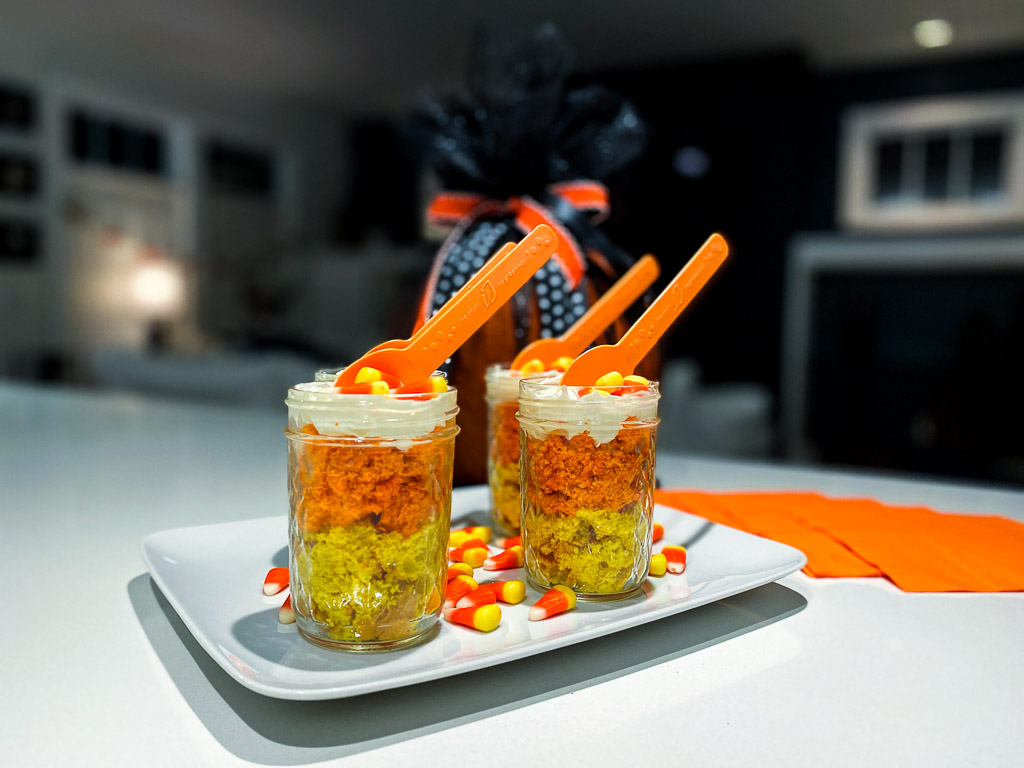 halloween desserts, halloween treats, halloween baking, easy halloween treats, candy corn cake, candy corn desserts, how do you make candy corn test better, candy corn recipe, candy corn recipe ideas, recipes with candy corn, candy corn recipe, what is candy corn made of, what is candy corn, candy corn, why is candy corn so hated, what is the flavor of candy corn, what is the most hated candy, cake in a jar, mason jar desserts