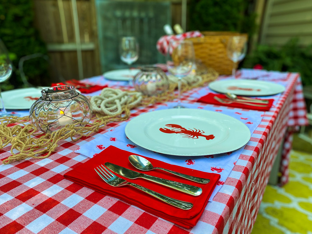 red and white tablescape, lobster dinner ideas, lobster party, lobster party decorations, lobster themed party, lobster party menu, lobster party ideas, lobster party supplies, when is national lobster day, national lobster day, september 25 national lobster day, lobster rolls near me, red and white table decor, seafood party, seafood party ideas, friends episode lobster, phoebe buffet lobster quote, McCloon's, Mccloons, goldbelly, gold belly, anniversary idea, anniversary dinner idea, anniversary dinner ideas, anniversary dinner ideas at home