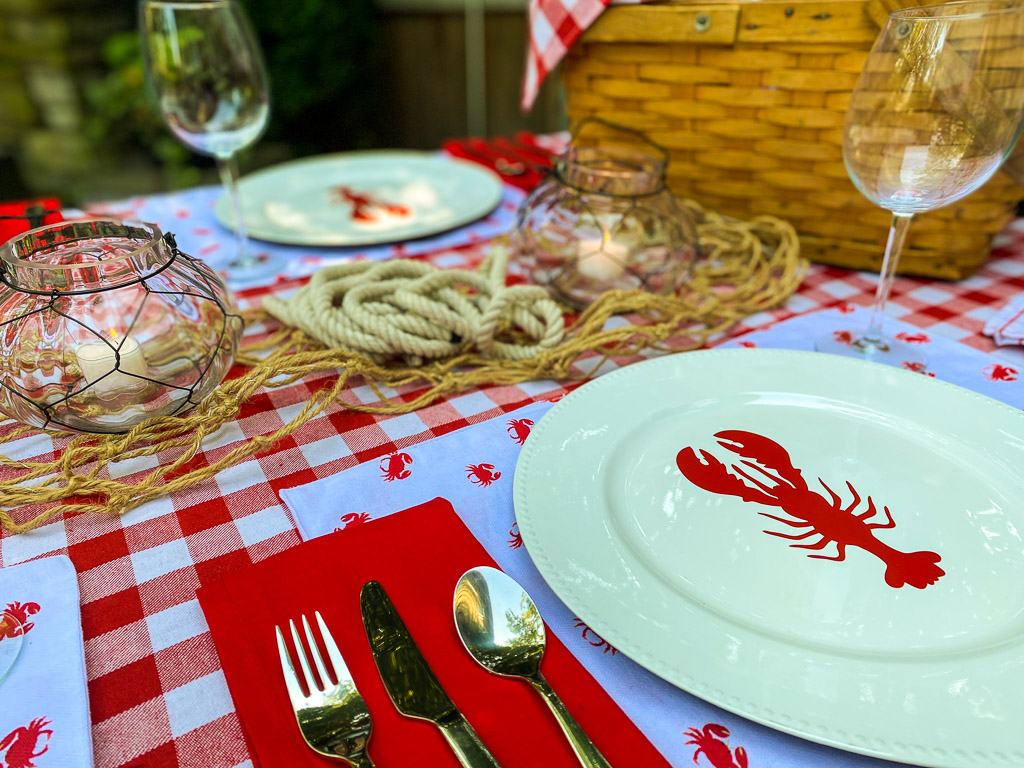 red and white tablescape, lobster dinner ideas, lobster party, lobster party decorations, lobster themed party, lobster party menu, lobster party ideas, lobster party supplies, when is national lobster day, national lobster day, september 25 national lobster day, lobster rolls near me, red and white table decor, seafood party, seafood party ideas, friends episode lobster, phoebe buffet lobster quote, McCloon's, Mccloons, goldbelly, gold belly, anniversary idea, anniversary dinner idea, anniversary dinner ideas, anniversary dinner ideas at home