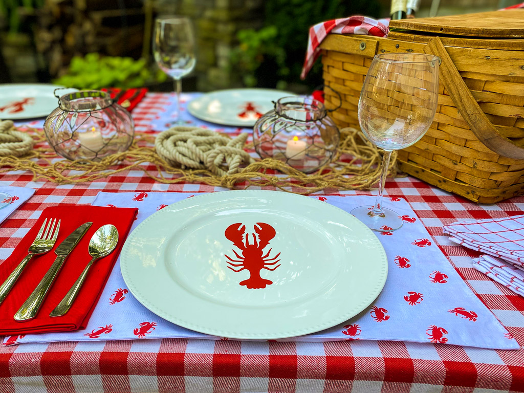 red and white tablescape, lobster dinner ideas, lobster party, lobster party decorations, lobster themed party, lobster party menu, lobster party ideas, lobster party supplies, when is national lobster day, national lobster day, september 25 national lobster day, lobster rolls near me, red and white table decor, seafood party, seafood party ideas, friends episode lobster, phoebe buffet lobster quote, McCloon's, Mccloons, goldbelly, gold belly, anniversary idea, anniversary dinner idea, anniversary dinner ideas, anniversary dinner ideas at home