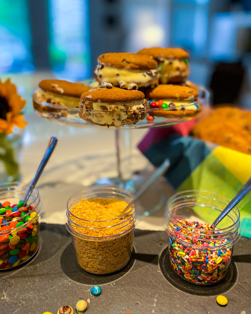 M & M candies, graham cracker crumbs and sprinkles are perfect for this DIY ice cream sandwich bar which is an easy ice cream sandwich recipe