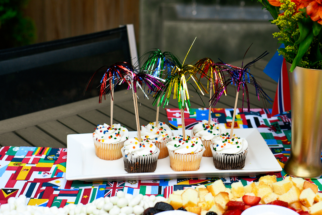 Firework cupcake toppers are the perfect addition and a great Olympic party idea.