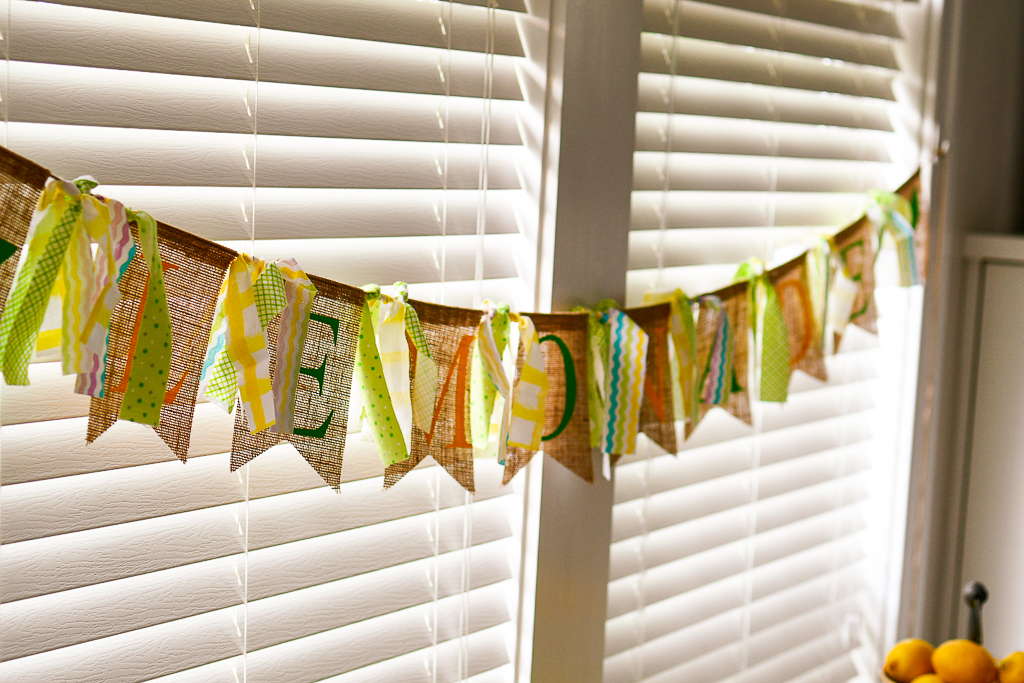 A DIY burlap banner is an adorable addition to this lemon theme party ideas, it's also a perfect DIY lemonade stand idea. We created this as part of one of our great summer party themes featuring nonalcoholic lemonade drinks, as well as the best limoncello recipe and lemonade cocktails. All cute lemonade stand ideas, diy party decoration, summer crafts, diy event.