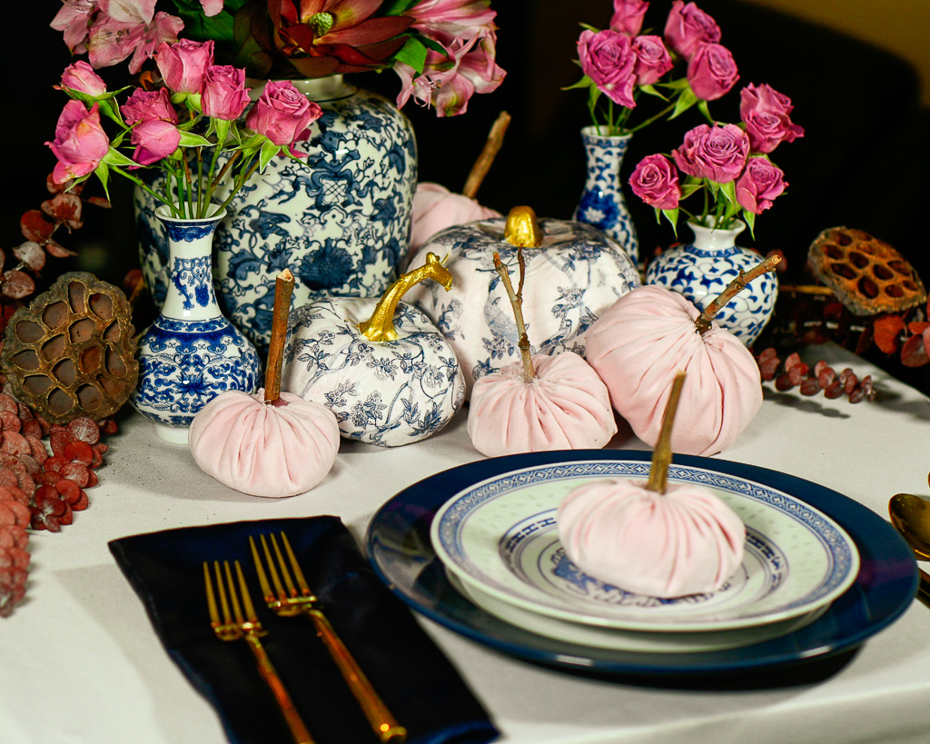 chinoiserie decor, blue and white chinoiserie decor, chinoiserie decor ideas, chinoiserie home decor, velvet pumpkins, velvet pumpkin decor, diy fall decor ideas, blush pink velvet pumpkins, fall table decor, fall table decorations ideas. modern fall table decor, fall table centerpiece, fall table decor ideas, ideas for fall table decorations, fall table centerpiece, fall decorating trends, fall decorating ideas, fall table ideas, fall table setting ideas, simple fall tablescapes, fall tablescape ideas, decoupage pumpkins, decoupage pumpkins with napkins, decoupage pumpkins with paper napkins, Chinoiserie pumpkin, How to decoupage pumpkins, How to decoupage a pumpkin