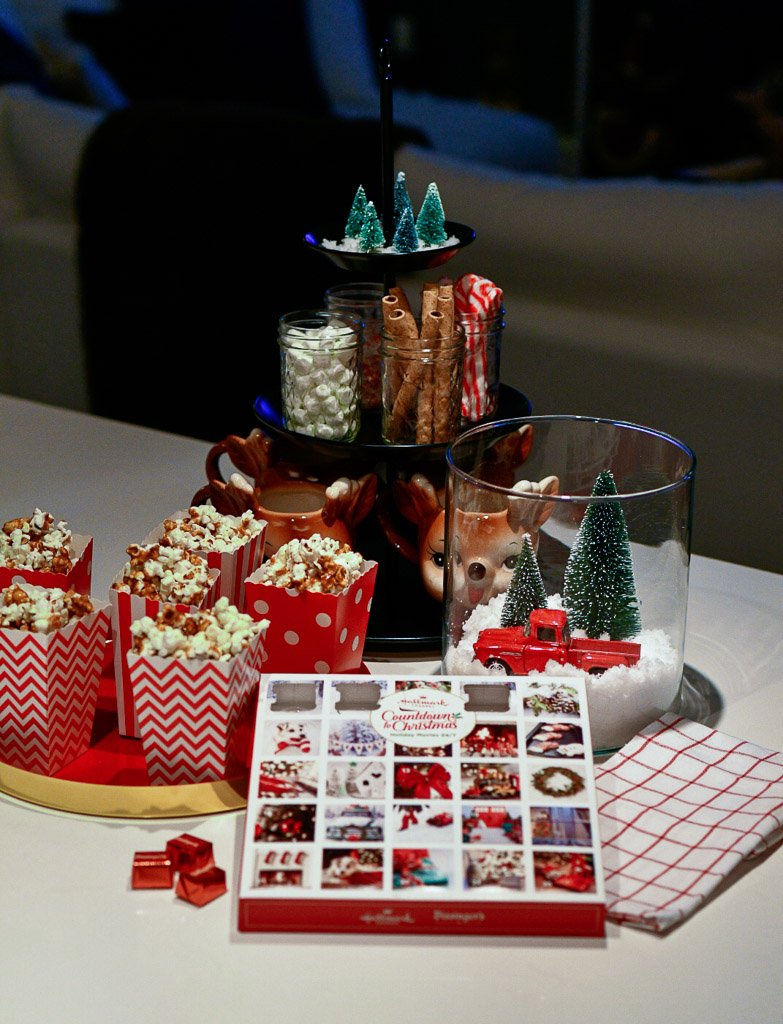 Winter Hot Cocoa Station on Serving Tray with Toppings and Free Printables  - Small Gestures Matter