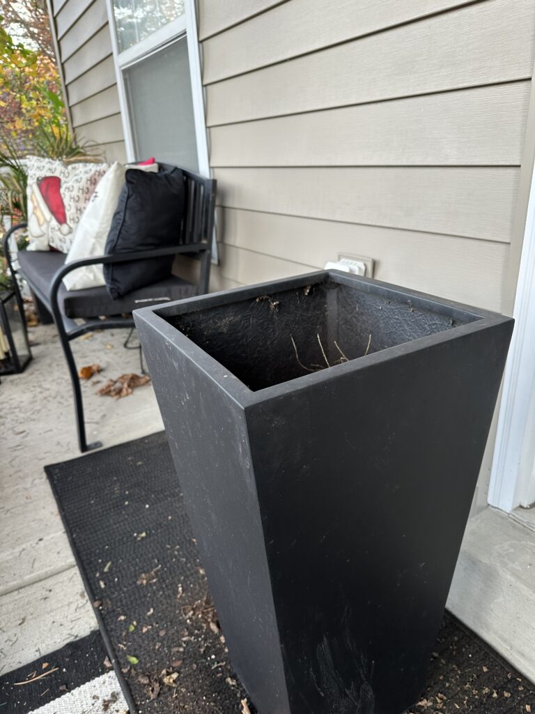 Christmas outdoor planter ideas, DIY Christmas outdoor planter, Christmas planter with birch branches, Outdoor holiday planter tutorial, Winter porch planter ideas, how to make a Christmas planter, birch branch Christmas arrangement, holiday planter with ornaments, outdoor Christmas decor ideas, DIY holiday planter with lights, winter outdoor arrangement, battery operated fairy lights outdoor, festive front porch décor, holiday urn planter ideas, Christmas container gardening