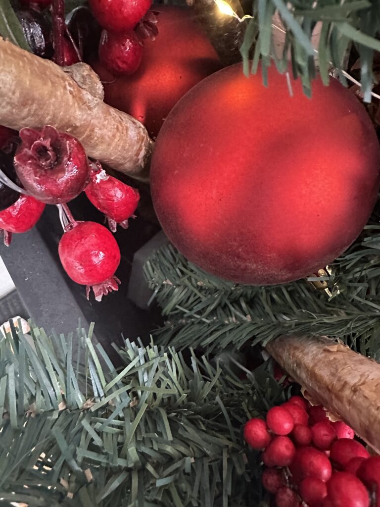 Christmas outdoor planter ideas, DIY Christmas outdoor planter, Christmas planter with birch branches, Outdoor holiday planter tutorial, Winter porch planter ideas, how to make a Christmas planter, birch branch Christmas arrangement, holiday planter with ornaments, outdoor Christmas decor ideas, DIY holiday planter with lights, winter outdoor arrangement, battery operated fairy lights outdoor, festive front porch décor, holiday urn planter ideas, Christmas container gardening